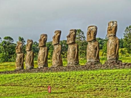 Ahu Akivi on Easter Island in HDR Style