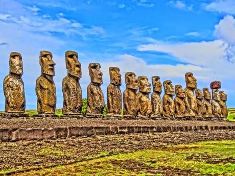 Ahu Tongariki on Easter Island in HDR Style