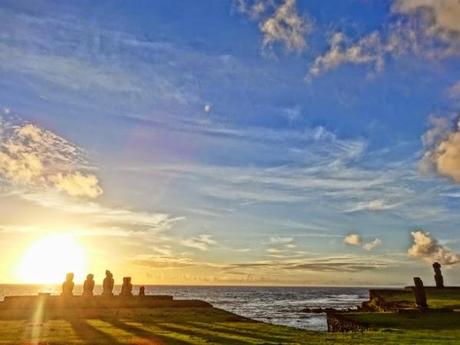 Ahu Tahai on Easter Island in HDR Style at Sunset