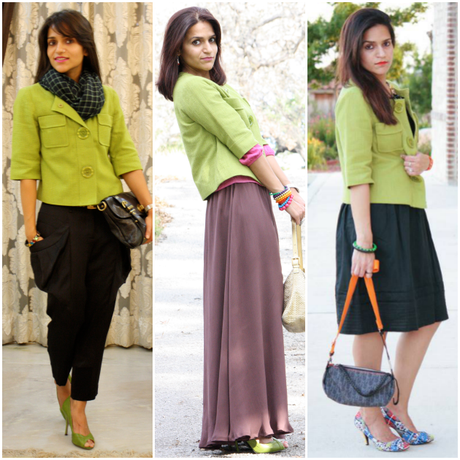 Three Ways to Style Green Jacket, Tanvii.com