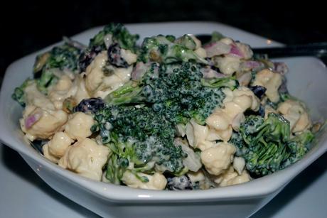 Sweet and Crunchy Cruciferous Veggie Salad with Cauliflower and Broccoli