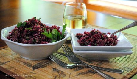 Quinoa and Beet Salad with Garlic Scapes