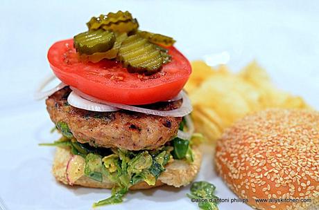 ~asian burgers with spicy savoy cabbage slaw~