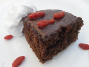 Oatmeal Brownies with Chocolate Ganache and Goji Berries