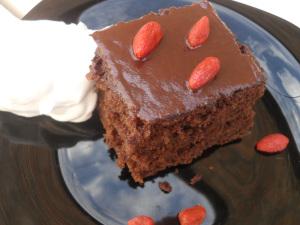 Oatmeal Brownies with Chocolate Ganache and Goji Berries