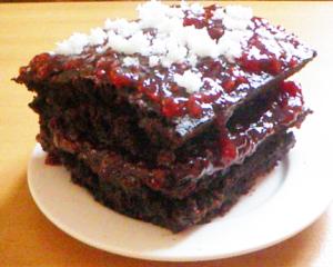 Beetroot Chocolate Cake Layered with Fruit Spread