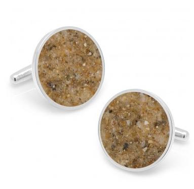 Cufflinks with sand from Fiji beach found on the cufflinks.com website