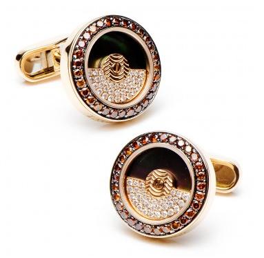 Cognac Diamond Moving Rotor Cufflinks by Jacob & Co.