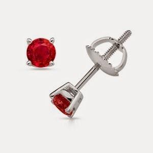 Solitaire Studs With Ruby in 14k White Gold