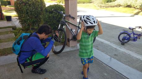 Father and son bonding time: Biking under the sun