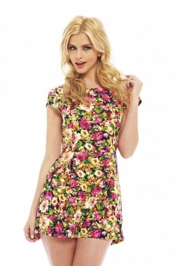 NEON FLORAL PRINT PLAYSUIT Price: £25.00