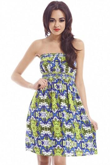 PRINTED STRAPLESS SHORT SUMMER DRESS Price: £22.00