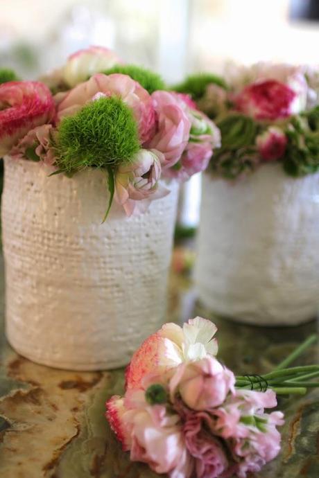 pink and green flowers