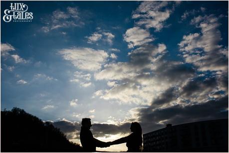 Cloudy skies at scarborough engagement shoot