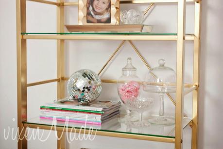 DIY Gold Etagere Bookcase