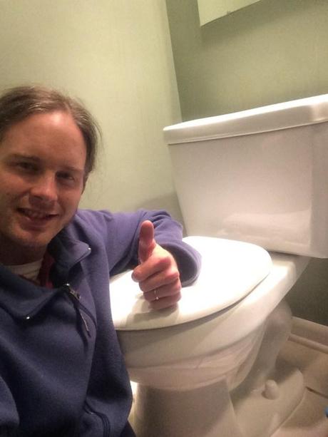 Goedeker's customer with toilet