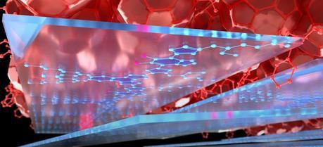 Molecules in face-on orientation inside organic solar cell.