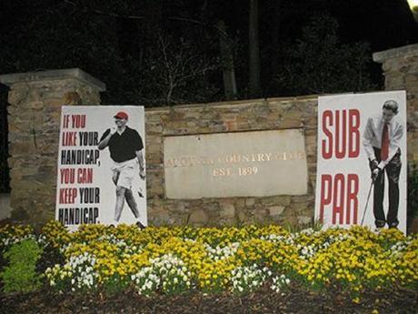 anti-Obama posters at golf tournament