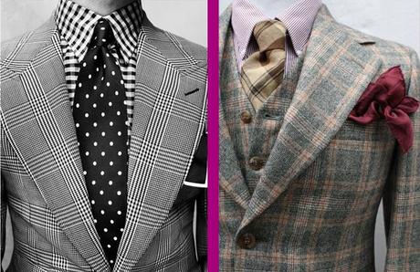 Glen plaid jackets. As you can see in the picture on the left, you can really mix this pattern with other patterns as well!