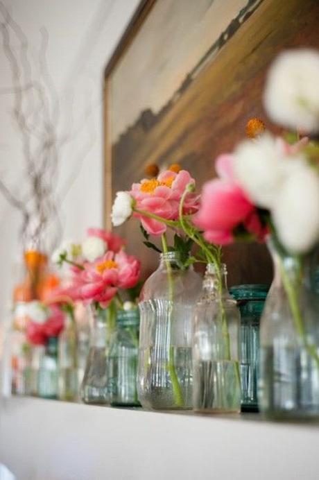 DIY ideas for glass vase & perfume bottle display in country cottage room