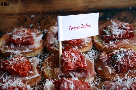 Crostini with Parma ham, sun  dried tomatoes and Parmesan cheese #168