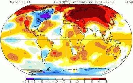 NASA GISS Shows March 2014 Was Third Hottest on Record as Arctic Heatwave Spurs Siberian Fire Season to Early Start