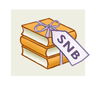 Shiny New Books logo: old gold books tied with violet ribbon