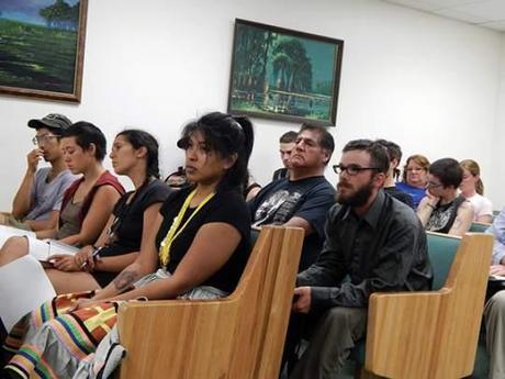 A contingent from the Seminole Tribe and Earth First! at the February 25, 2014 Hendry County Commission meeting. (Photo: Patty Brant/Caloosa Belle) 