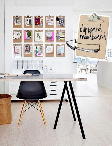 Hmm... clip boards as wall art/ inspiration board. This could work soooo many ways!!!