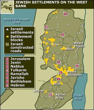West bank settlements map