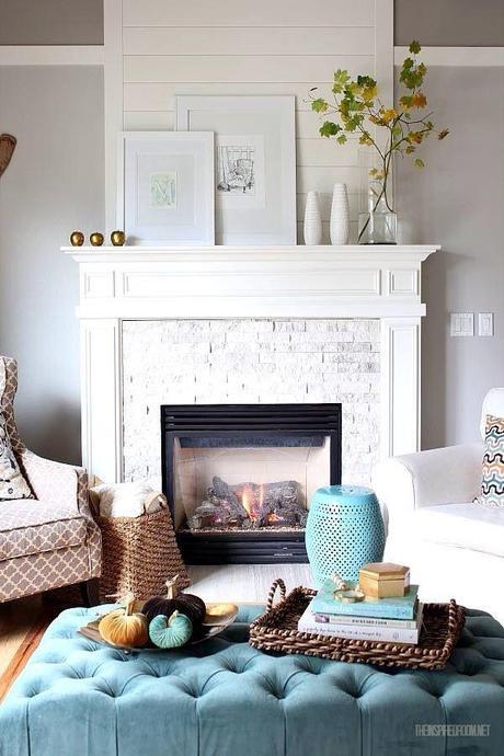 Love the mantle and pouffe