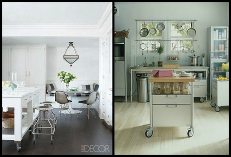 Rolling kitchen islands @Simone Design Blog
