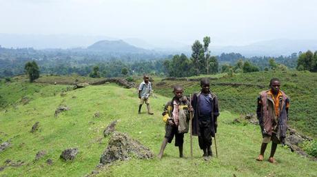 Batwa boys in fields of Mgahinga Uganda
