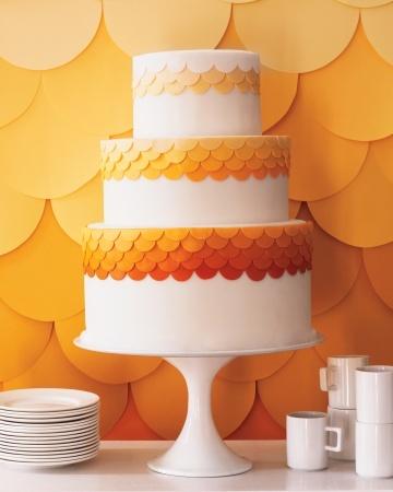 Orange and White Wedding Cake