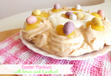Easter Pavlova with Lemon Curd and Yoghurt | www.pinkrecipebox.com