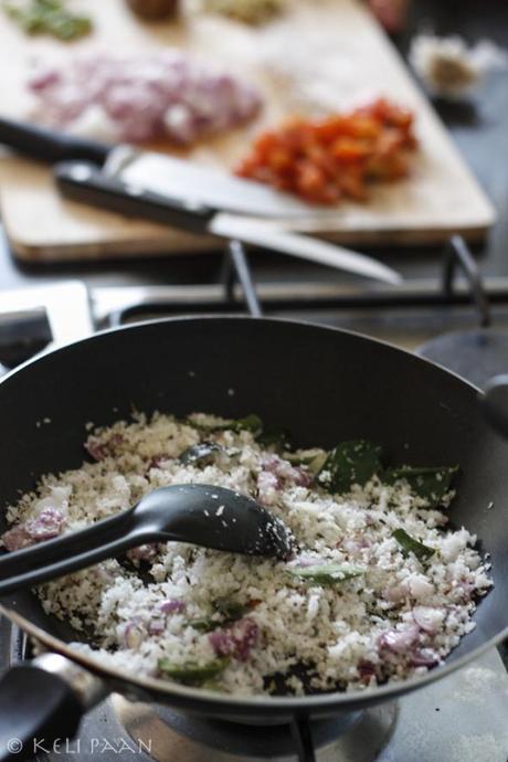 Fry the ingredients mentioned for the freshly ground paste till golden brown..