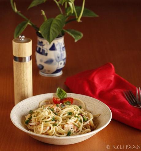 Spaghetti Butter Garlic Prawns...