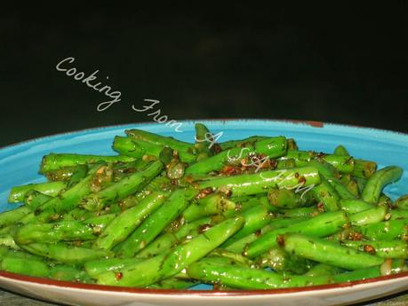 Garlic Dill Green beans with White wine and olive oil