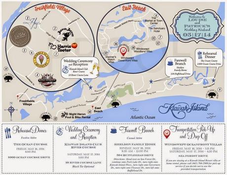 Kiawah Island, SC Custom Wedding Map