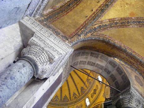 Istanbul city tour Hagia Sophia. Aya Sofya interior ceiling