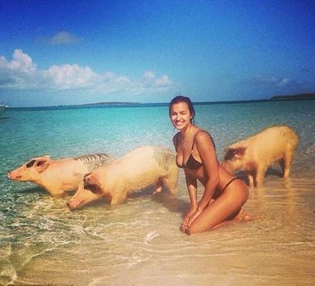 Irina Shayk and the pigs