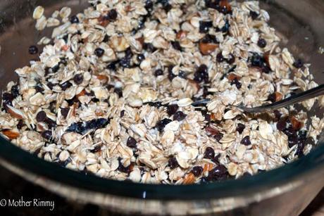 Homemade Granola Bars with Almonds, Dried Fruit and Chocolate Chips