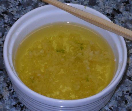 Next, I stirred the garlic into the oil and let it sit for several hours.  