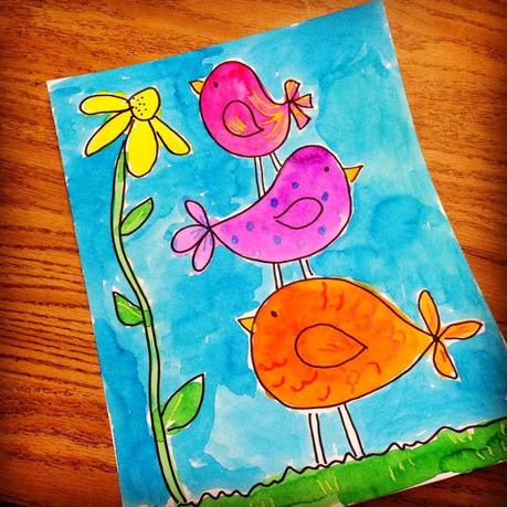 Little Birdies Watercolor Painting