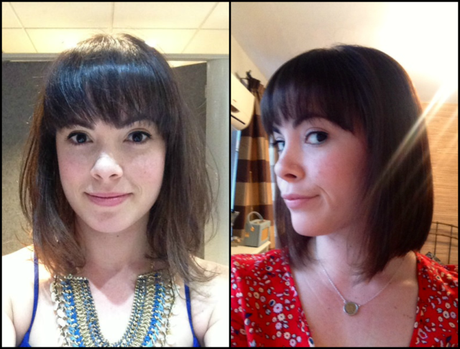 The long boho bob I wanted, and the short, graduated bob I got.