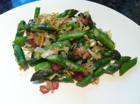 asparagus with pancetta and leeks
