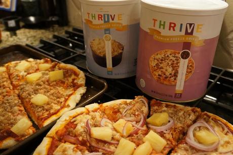 Look at this delicious pizza made with Thrive Food Storage!  No one will be suffering eating this!  