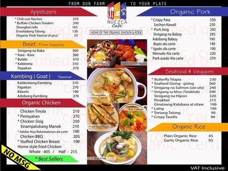 Nueza Cafe: Menu