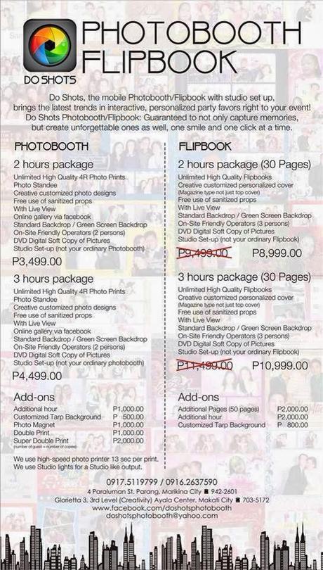 DoShots photobooth package rates
