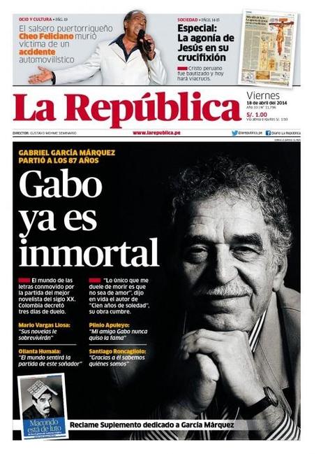 Garcia Marquez: Front pages and the death of the magician of magical realism